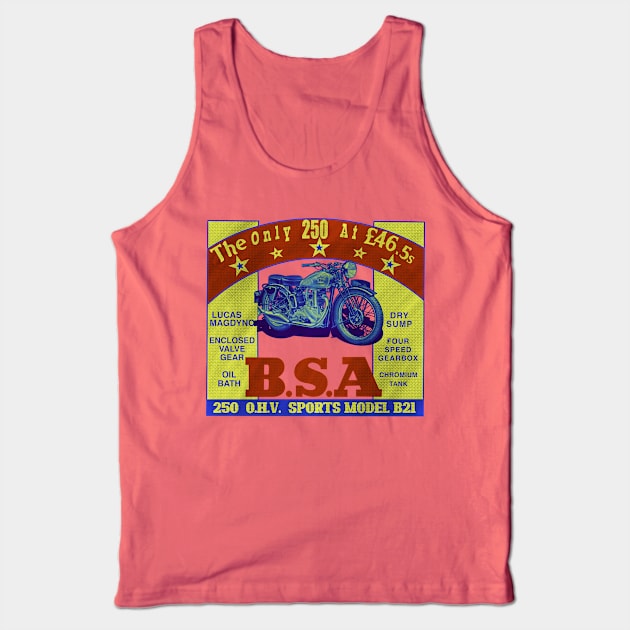 Vintage BSA Motorcycles Caferacer Legends Tank Top by MotorManiac